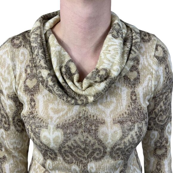 Allison Brittany Cream And Brown Cowl Neck Bohemian Top - Picture 7 of 7